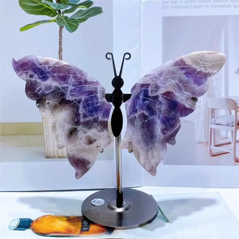 Natural Dream Amethyst Butterfly Wing Carving Quartz Healing Crafts Gift Room Decor Home Decoration Birthday Gift 1pair