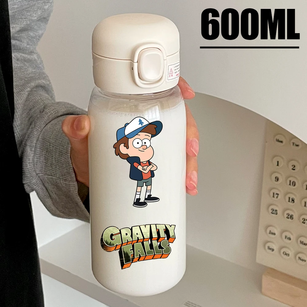 Disney Gravity Falls 600ML Water Cup Dipper Mabel Large Capacity Portable Transparent PcLeak Resistant  Drinking Water Bottle