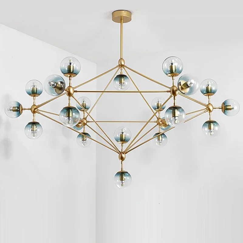 

KIIndustrial Vintage Loft Chandelier Lighting Living Room Kitchen Glass Ball Lampshade Lustre Shop Restaurant Decor Hanging Lamp