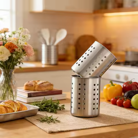 Durable Stainless Steel Utensil Holder Design Cutlery Organizer for Chopsticks Forks &amp; Spoons, Easy-Clean Kitchen Storage Basket