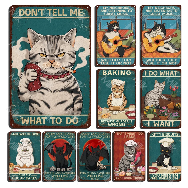 Vintage Cat Metal Tin Signs Retro Aluminium Wall Decor - Don't Well Me What To Do for Bathroom Kitchen Home Room vintage Decor