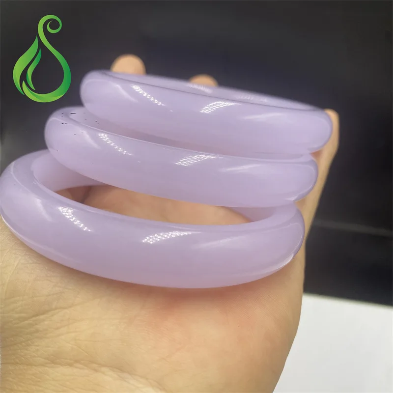 High Imitation Jade Violet Jade Bracelet, Ice Seed Lychee Frozen Light Purple Agate Jade Bangle Wholesale