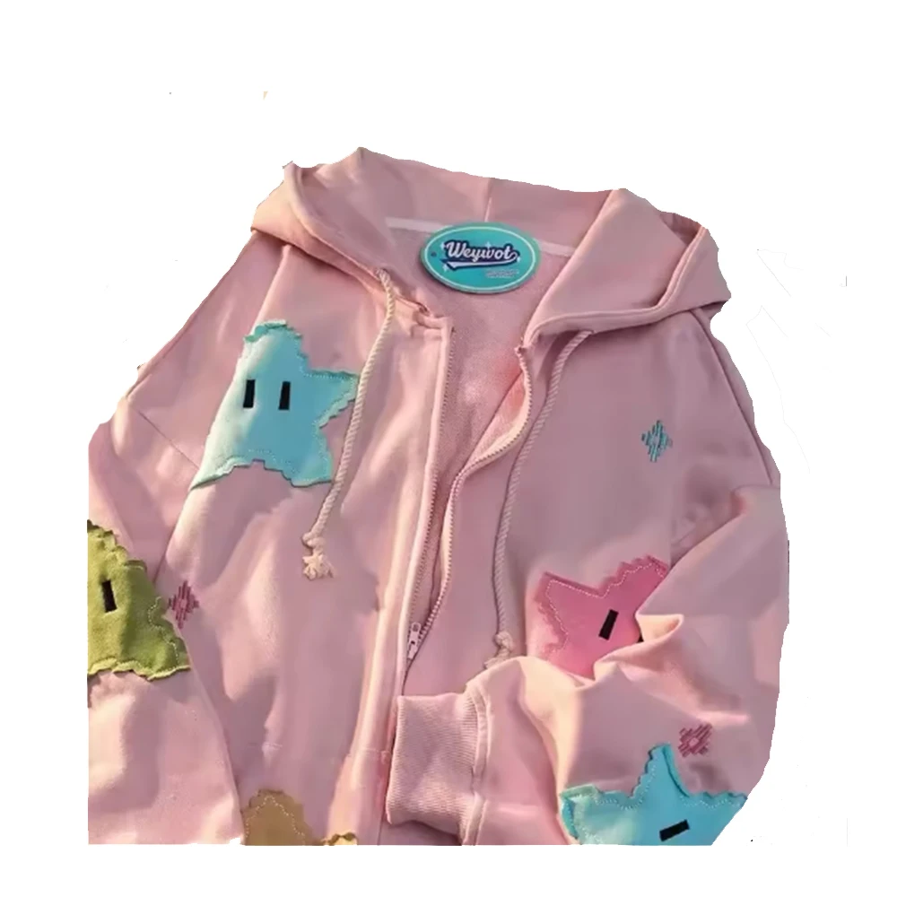 Y2K – manteau surdimensionné pour hommes et femmes, sweat à capuche imprimé de personnalité, mode Punk Harajuku Couple, sweat à capuche zippé, vêtements Kawaii