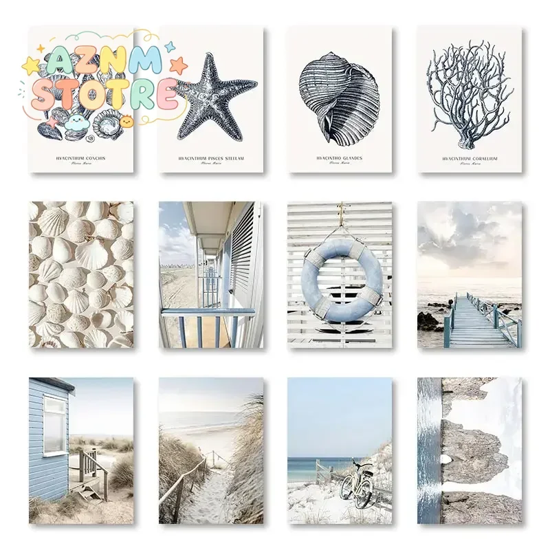 Beach Hut Bridge Reef Starfish Conch Coral Ocean Wall Art Canvas Painting Posters And Prints Wall Pictures For Living Room De