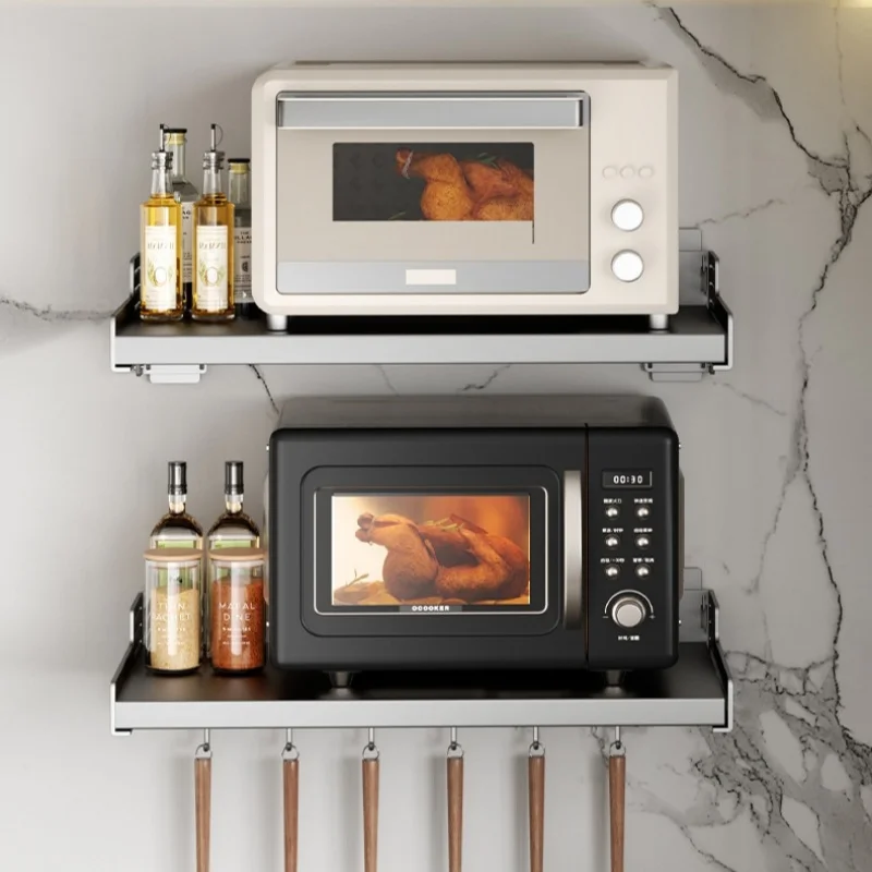 

Multi-functional Bathroom Accessories Storage Oraganizer Sets Floating Wall Microwave Oven Shelves Kitchen Spicy Seasoning Rack