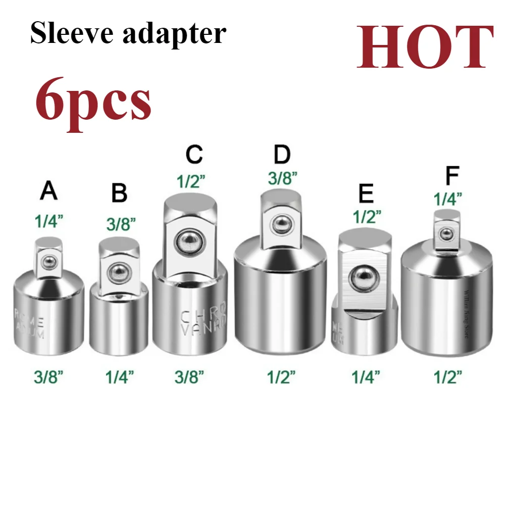 Ratchet Wrench Socket Adapter Set, pequeno volante, CR-Vs, Chrome Vanádio Aço, 3/8 Médio volante, 1/2 volante grande