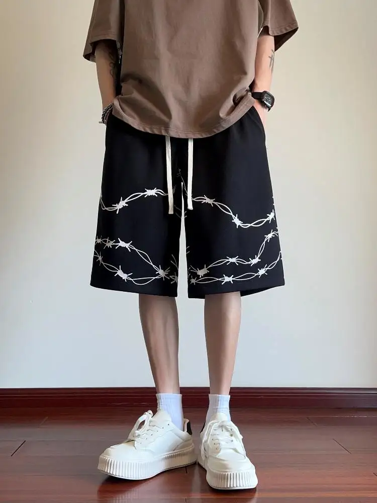 

American Sle Men's Sport orts Summer Thin Loose Wide Leg Pants Qui Dry Breathable Casual Five-Quarter Trendy Trousers
