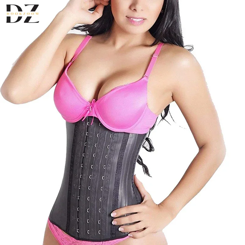 

Women Latex Waist Trainer Shapewear Corset Body Shaper Cincher Trimmer Hourglass Slimming Belt Long Torso Fajas 9 Steel Bone