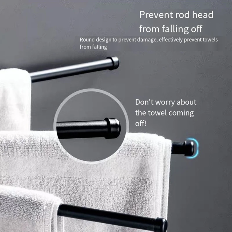 Bath Towel Rack Swivel Towel Rack Bathroom Swing Arm Towel Bar Wall Mounted Clothes Hanger 4 Strokes