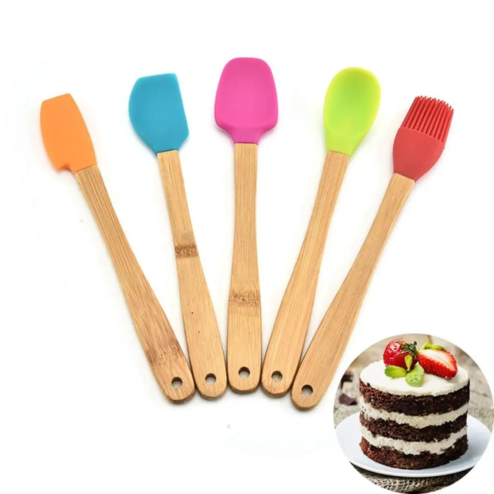 Pastry Bakeware Mini Wooden Handle Kicthen Utensils Non-stick Baking Tools Cake Scraper Spatula Brush