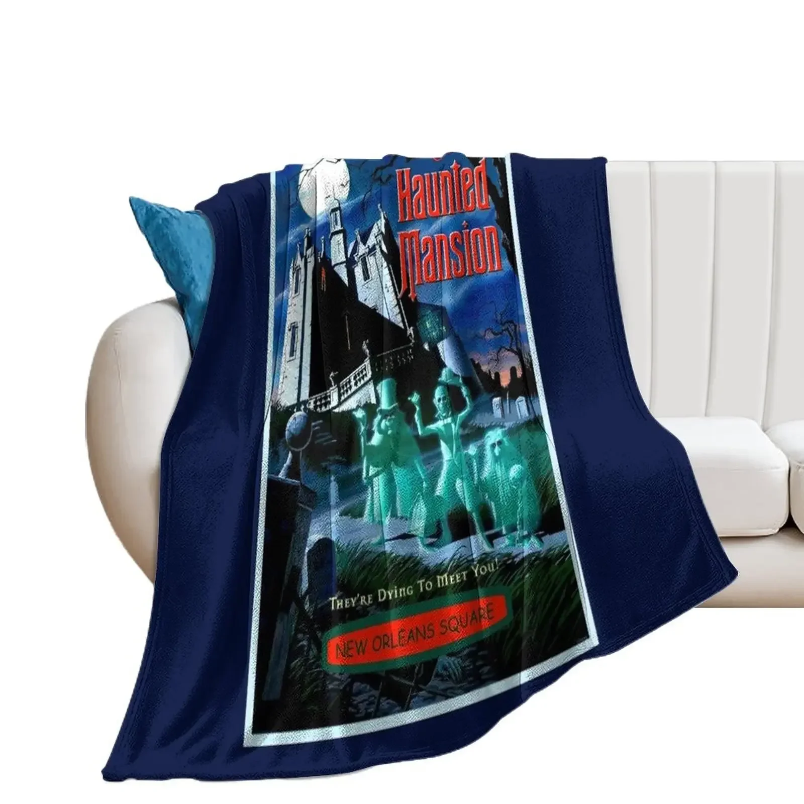 

HAUNTED MANSION : Vintage Ghosts Advertising Print Throw Blanket Sofa Polar Blankets