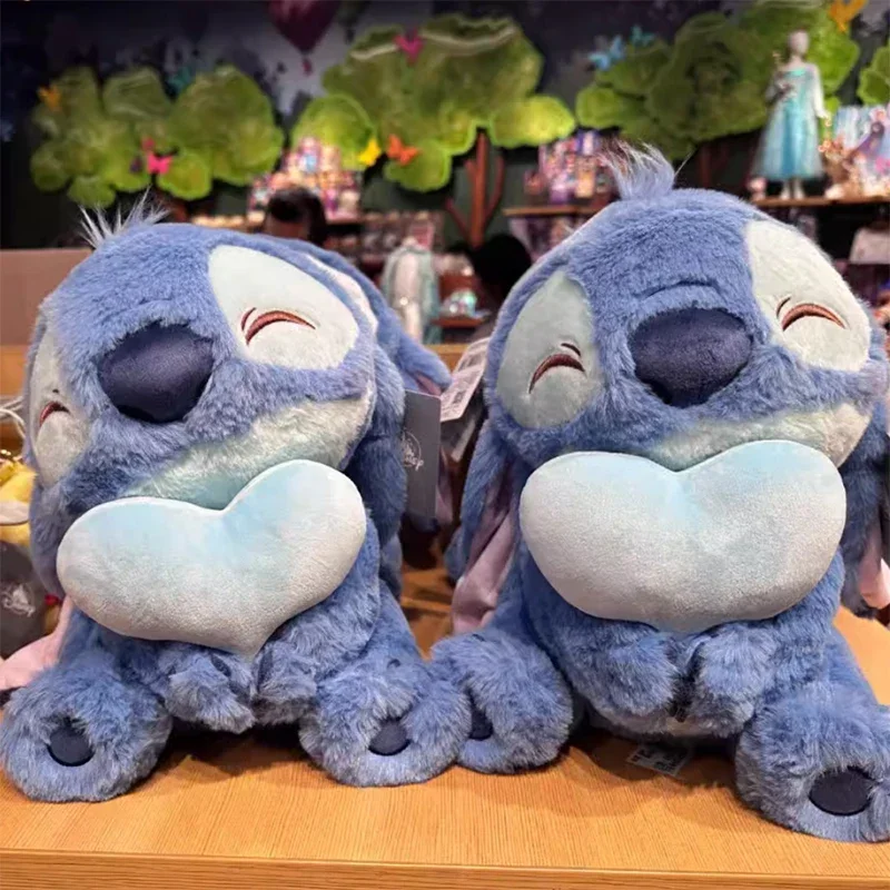 Dibujos animados de Disney Lilo & Stitch, muñeco de peluche suave en forma de corazón, almohada de juguete, compañero de Anime, regalos de cumpleaños para niños