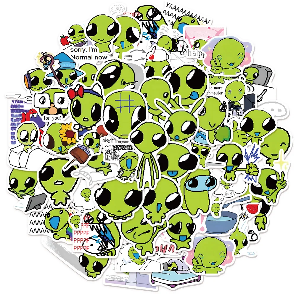52PCS süße kleine grüne Stern lustige Aufkleber DIY Gepäck Notebook Skateboard Wasser Tasse wasserdichte Aufkleber