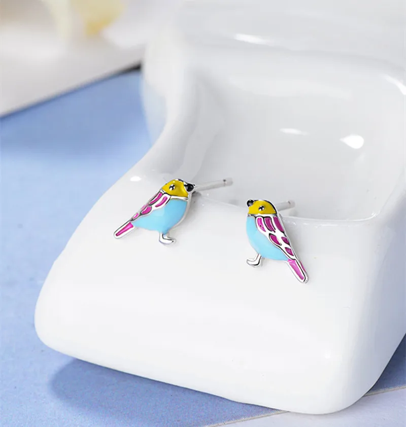 Women's 925 Sterling Silver Beautiful Bird Stud Earrings
