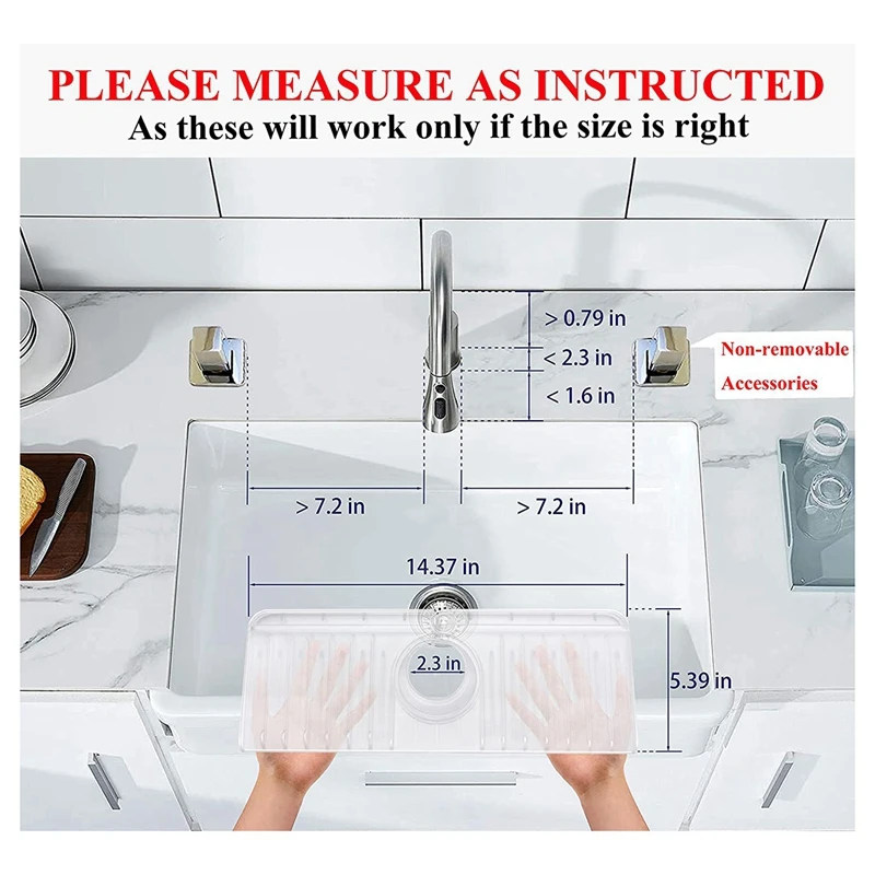 1 Piece Sink Splash Guard With Slope Sink Faucet Mat & Soap Dish & Sponge Holder Silicone Faucet Handle Drip For Self Draining