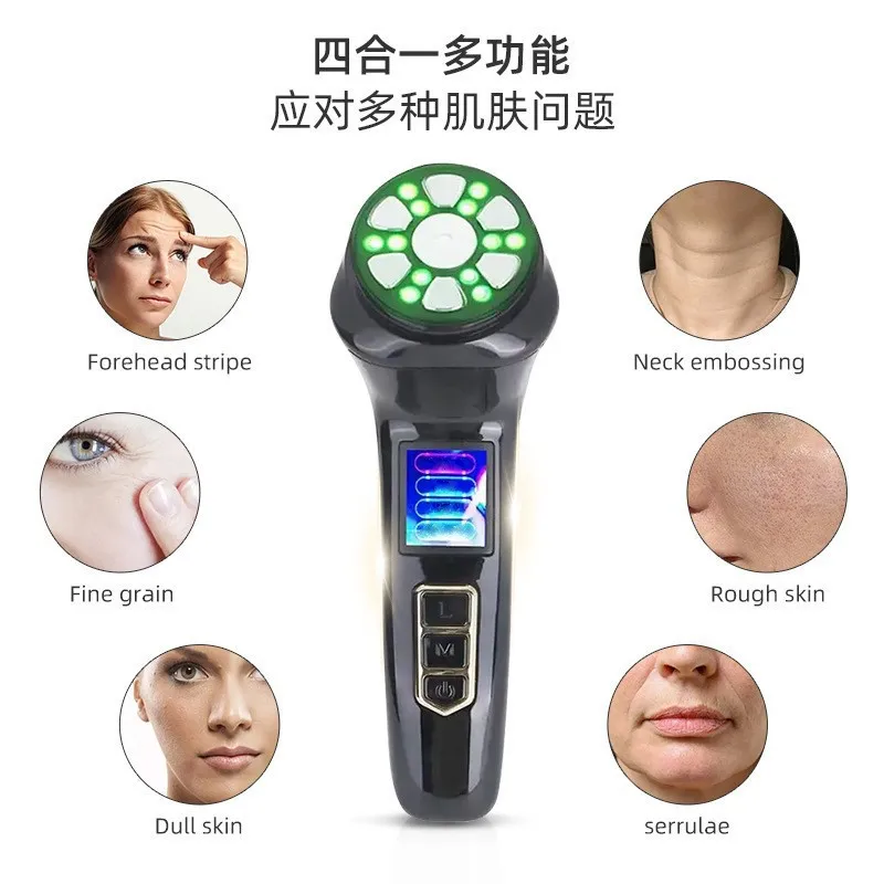 4 IN 1 Mini Facial Beauty Device Portable Home Skin Tightening Face Massager With Color Screen For Facial Skin Care