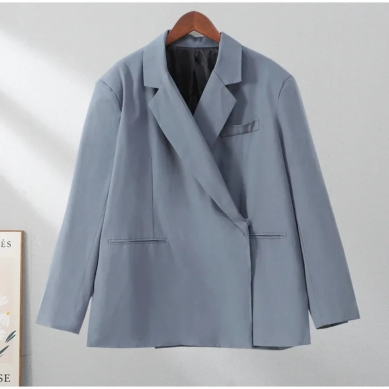 Veste de costume à fente latérale chic pour femmes, manches longues décontractées, blazer à boucle cachée, vêtements d'extérieur pour femmes High Street, automne