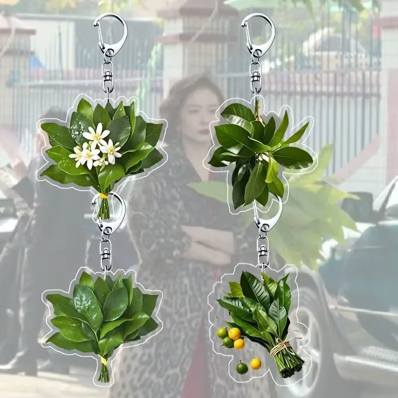 Juego de 10 Llaveros Acrílicos con Hoja de Pomelo, Amuleto de Buena Suerte, Amuleto para Llevar la Suerte, Regalo para Amigos