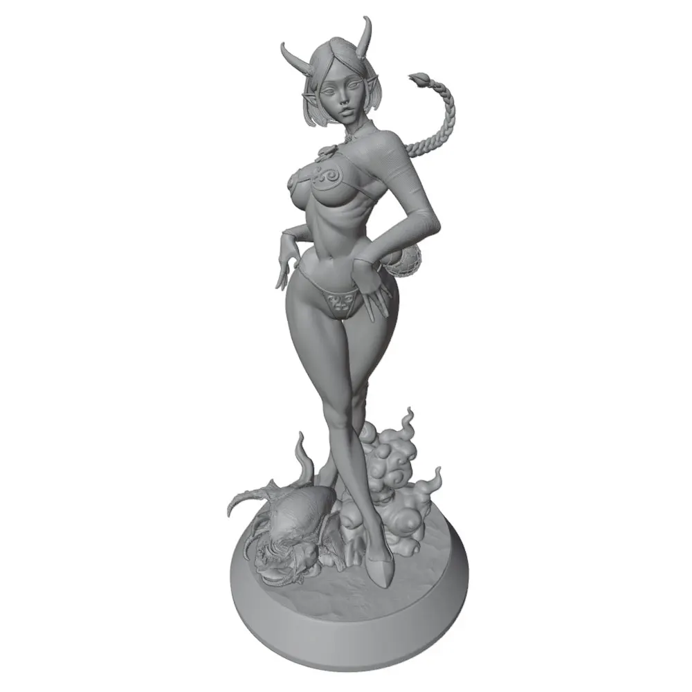 Estatua anime muñeca decoración miniatura gris 3D sin montar ni pintar - imagen 4