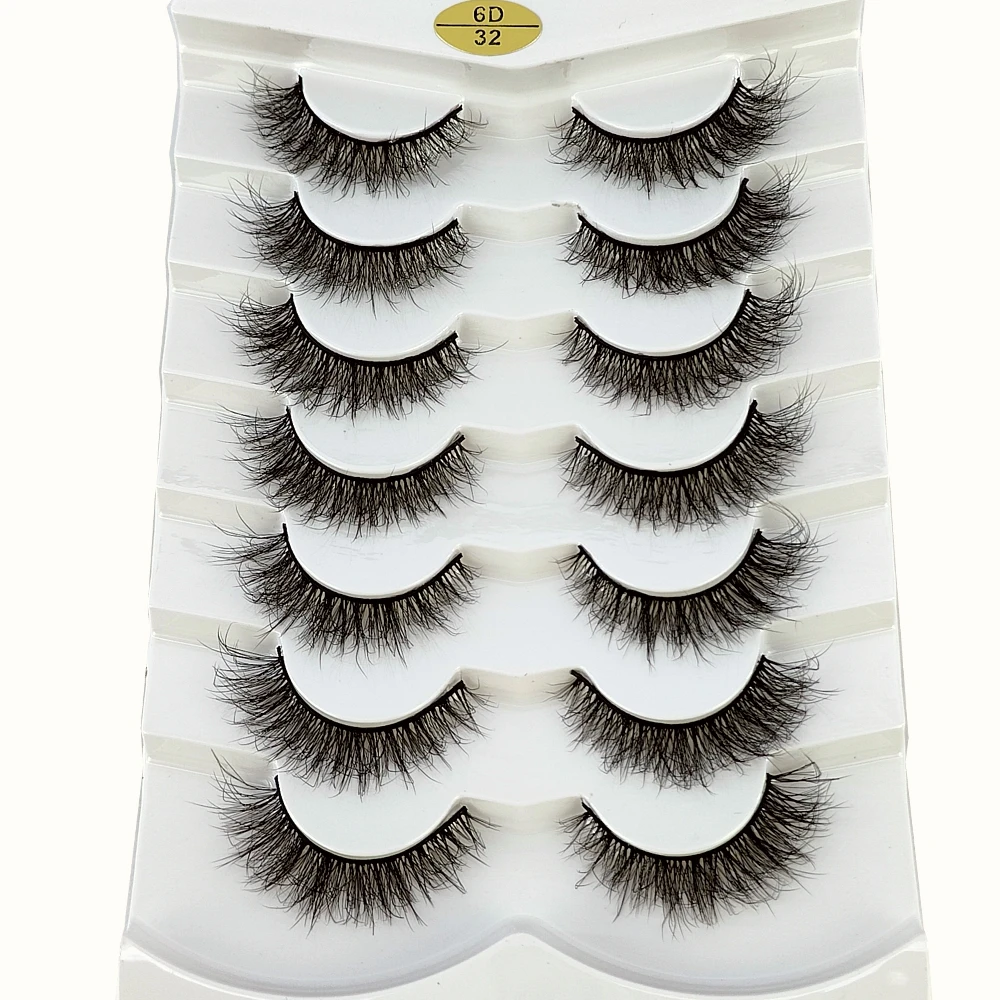 7pairs Natürliche Russische Streifen Wimpern Flauschigen Nerz Wimpern 3D Falsche Wimpern Flauschigen Volumen Wimpern Gefälschte Wimpern Verlängerung Make-Up