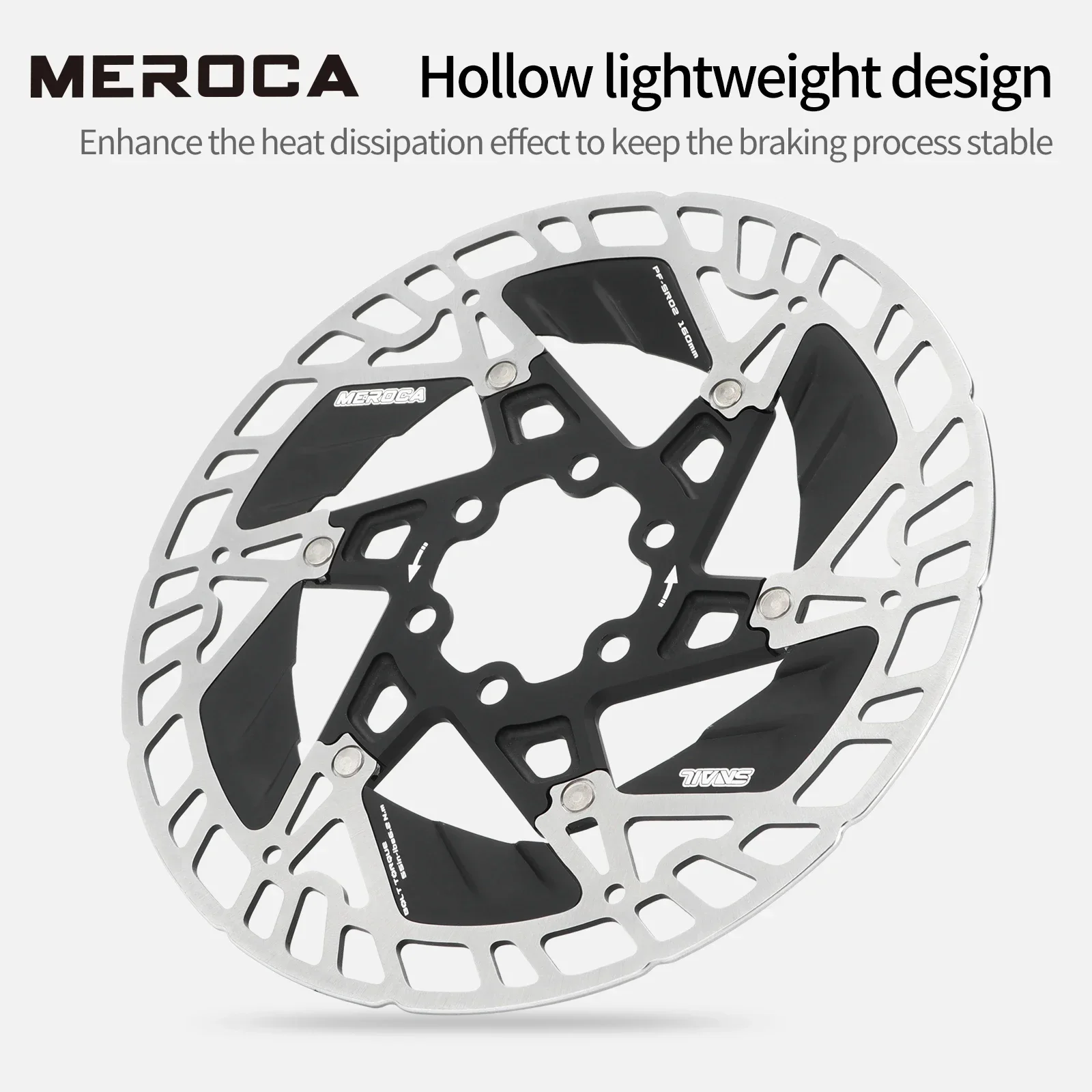 MEROCA Bicycle Brake Rotor 160mm model  Floating Cooling Disc MTB Road Bike 6 Bolt and Center Lock Disc Brake Rotor