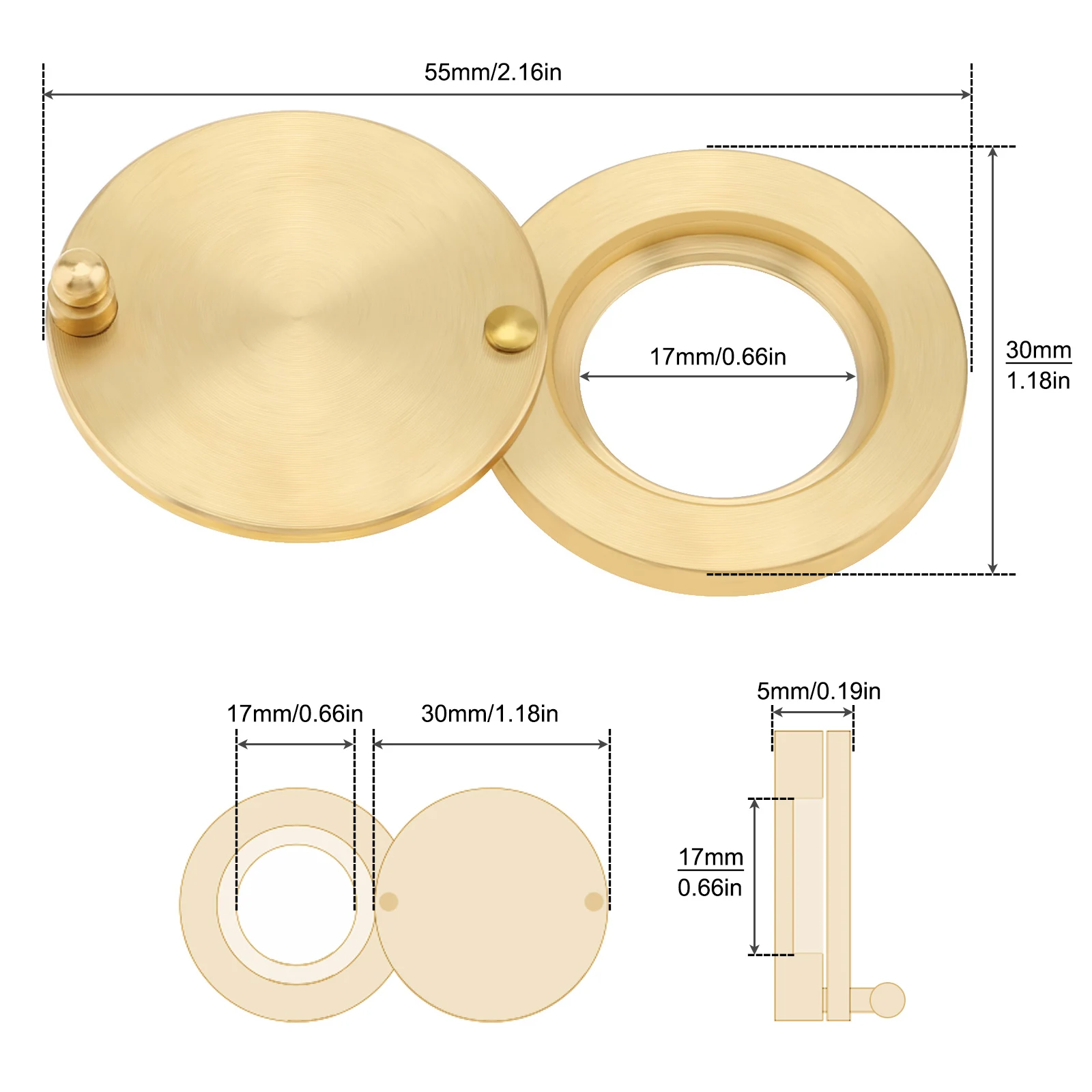 1 Piece 16mm Door Viewer Peephole Cover 3 Colors Peep Hole Covers with Matching Self-Adhesive Installation Tools
