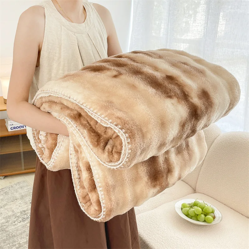 Plush Rabbit Hair Bubble Fleece Multi-Functional Blanket Soft Nap Blanket Warm Pet Blanket For Children Sofa Office Rest