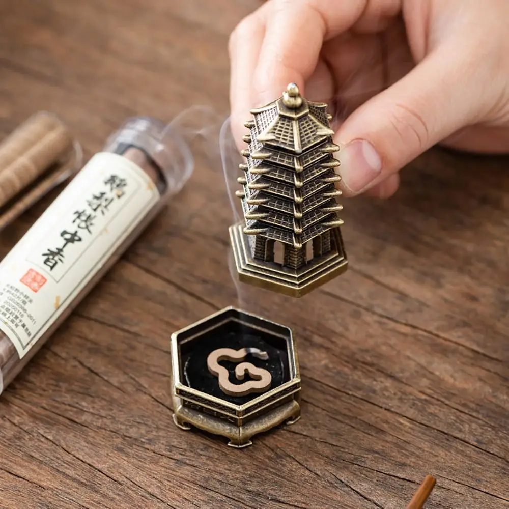 Chinese Style Incense Burner Zinc Alloy, Vertical Indoor Aromatherapy Holder, Home Decor, Unique Incense Burning Gift