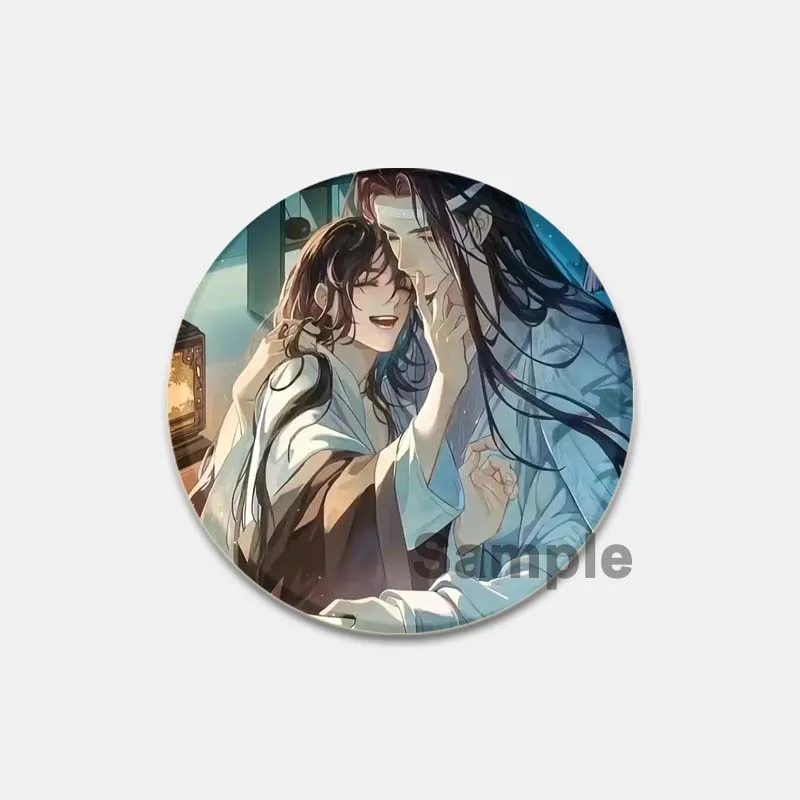 58mm Mo Dao Zu Shi HD Print Brooch Anime Badge Cartoon Figure Lan Wangji Wei Wuxian Round Display Brooches Lapel Pins Biżuteria