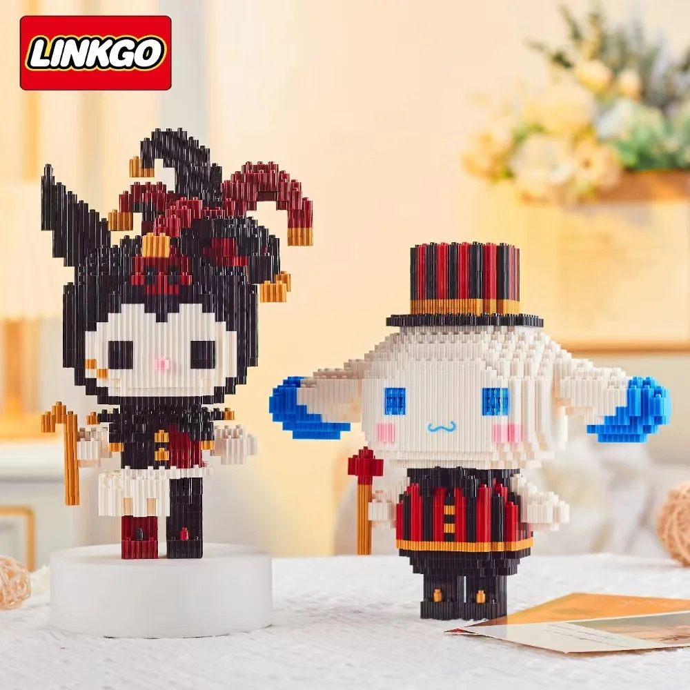 Linkgo Losto Diamond Building Blocks Kuromi Cinnamoroll Purin Connection Model Bricks Melody Figure Toys For Christmas Gift