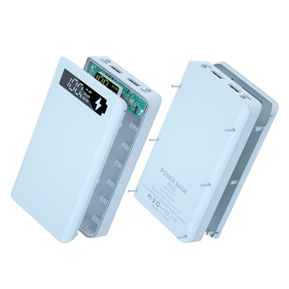 M6 Quick Charge Version Detachable 6x18650 Power Bank Case Dual USB Mobile Phone Charge QC 3.0 PD DIY Shell 18650 Battery Holder