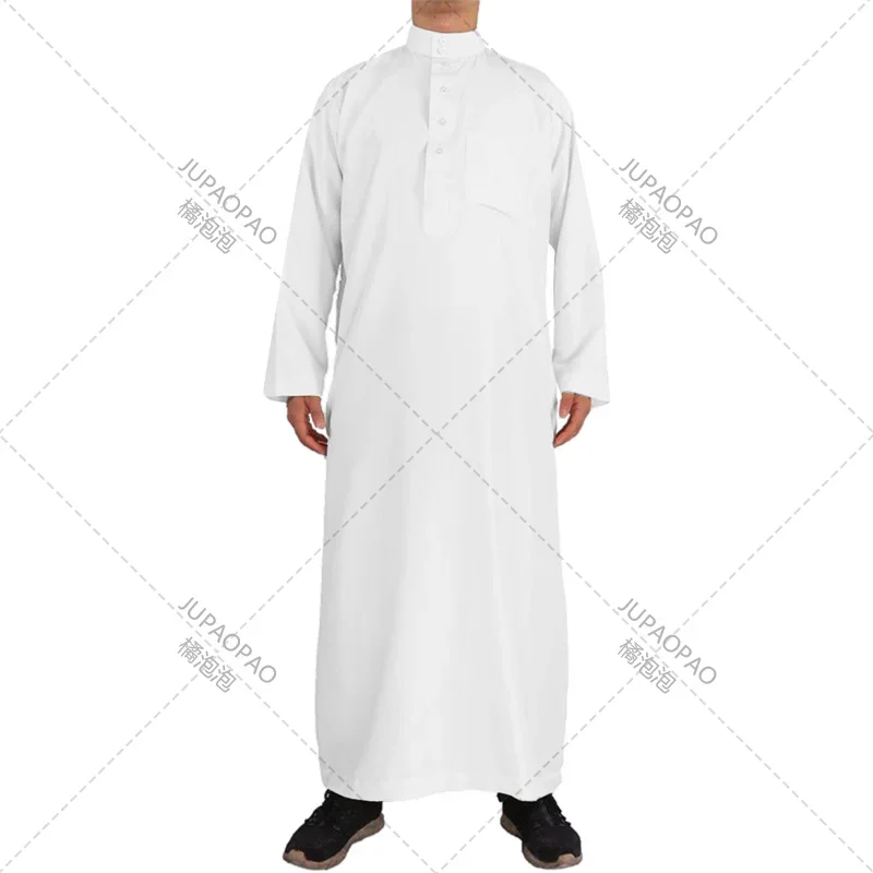 Muslim fashion Muslim Middle East men long sleeve Arab crew neck Islamic solid color Kaftan maxi Dubai long Muslim sets