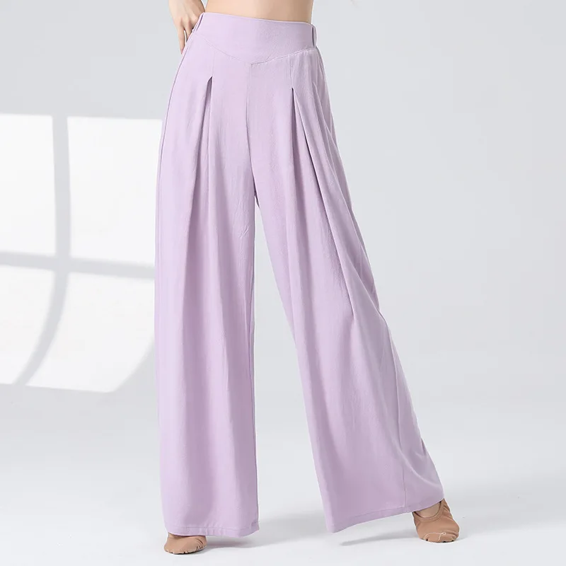 سروال تدريب على نسيج الرقص الحديث للنساء، سروال رقص فضفاض بتصميم جديد، مناسب للرقص الكلاسيكي اليومي، للبالغين.