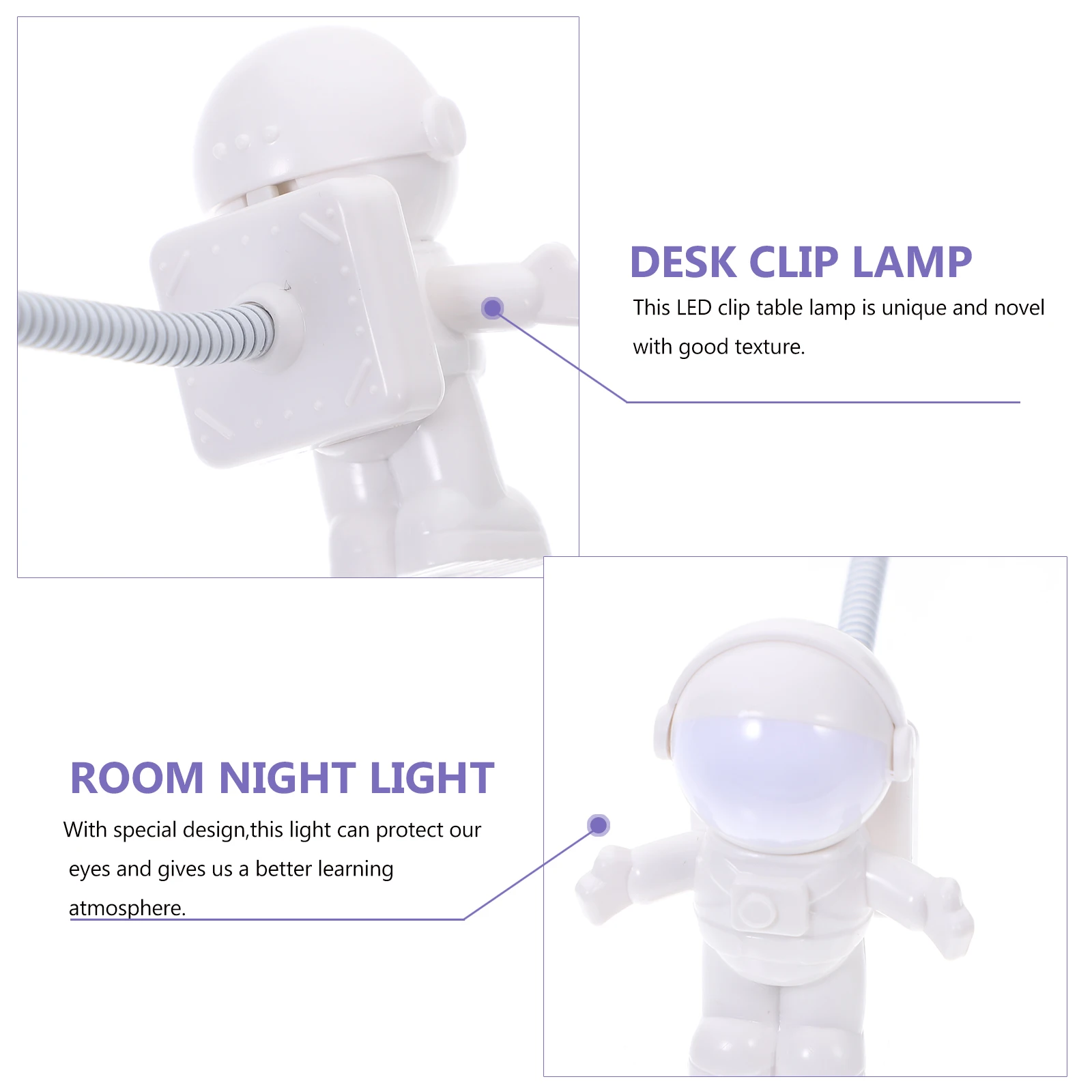 1Pcs Astronaut Pattern USB LED Eye-Protection Desk Lamp Bedroom Reading Lamp Rechargeable Table Light Student Night Light
