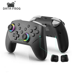 Data Frog Wireless Controller For Switch OLED/LITE/PC Console Pro Gamepad with Programmable Turbo Function RGB Light