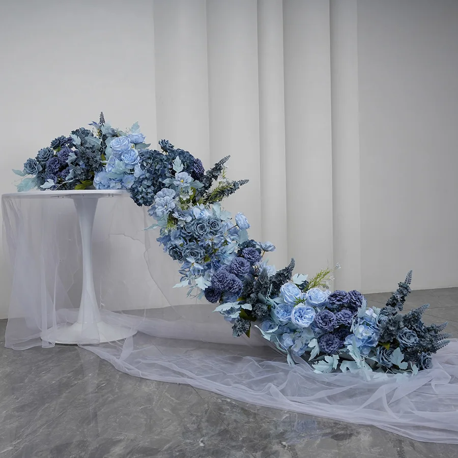 

Uflower Blue Artificial Flower Rose Wedding Backdrop Decor Horn Arch Flower Arrangement Flower Ball Flower Row Table Centerpiece