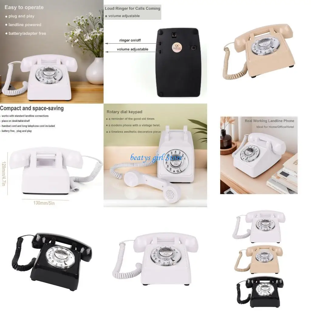 C7AB Corded Telephone for Home Retro Landlines Phone with Redial, Loud Ringers