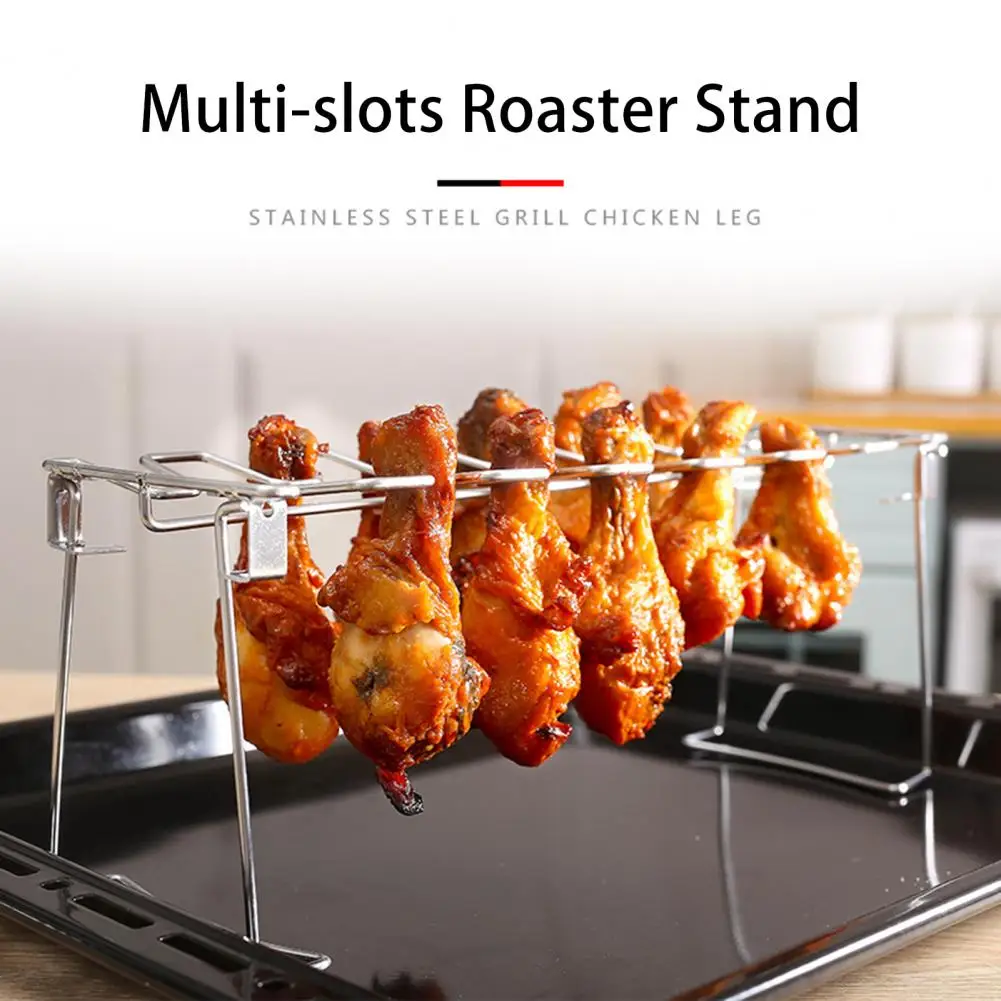 Roaster Rack Food Grade Heat Resistant Foldable Non-stick Grilling Stainless Steel Chicken Leg Wing Grill Rack BBQ Accessories