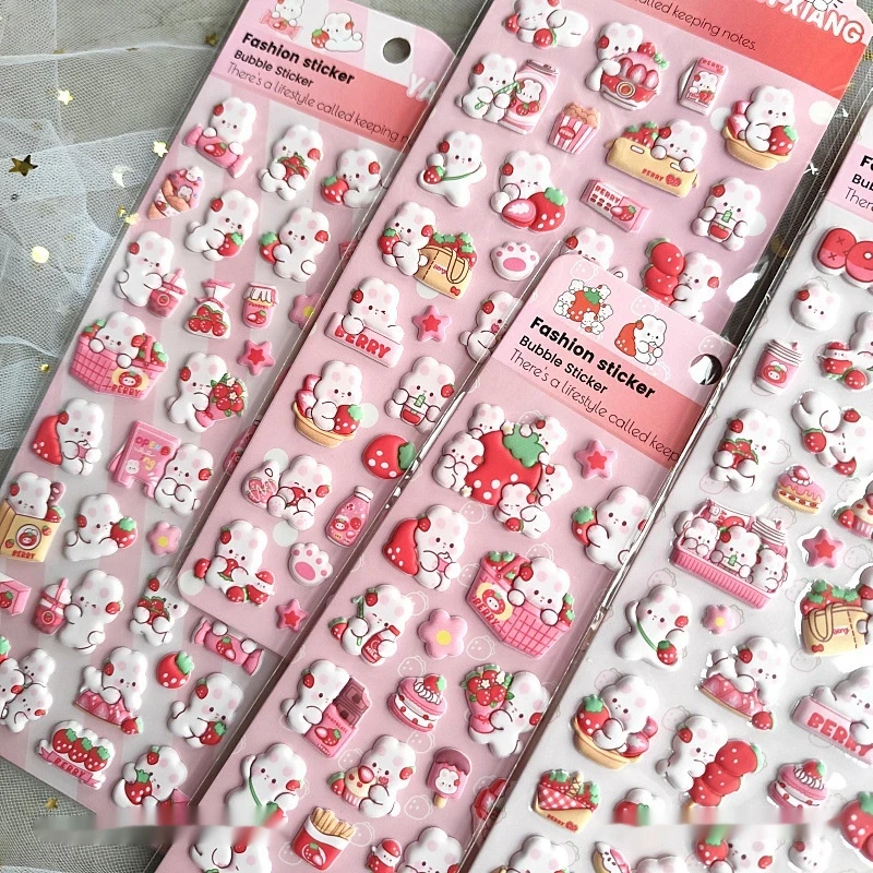 4Pcs Kawaii 3D Stickers Cartoon DIY Stationery Stickers for DIY Book Notebook Nail Phone Case Scrapbooks Calendars
