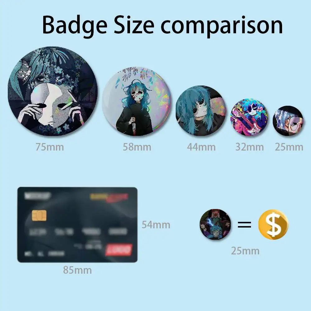S-Sally Game F-Face 58mm 44mm HD Print Brooch Badges Pretty Derby Round Display Brooches Lapel Pins