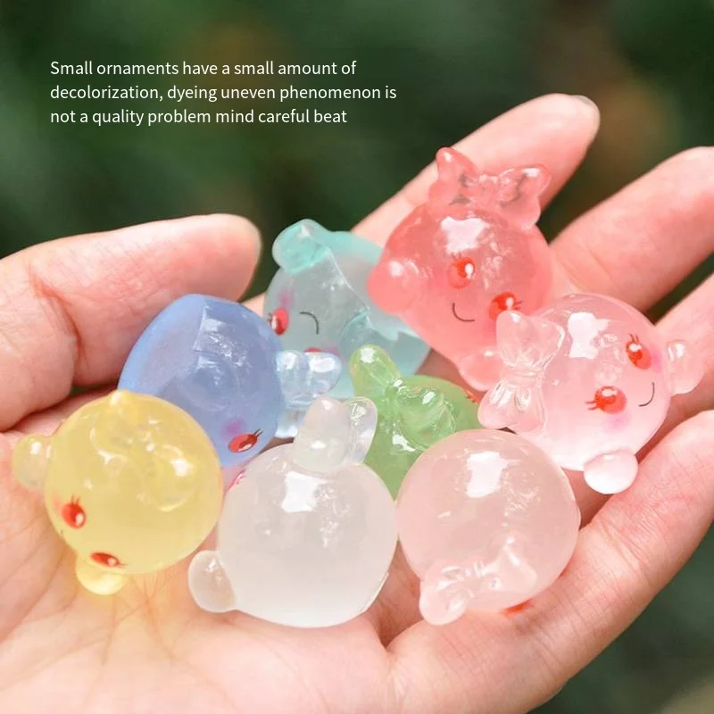 8pcs Cartoon Kirby Creative Three-Dimensional Cute Luminous Bubble DIY Three-Dimensional Ornaments Resin Accessories Pendant