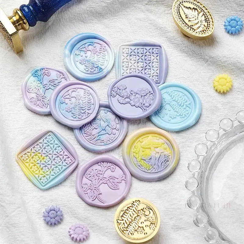 2022 New Wax Seal Stamp Sakura Maple Mushroom Clover Fern Lily Strawberry Sealing Stamp For Cards Envelopes Wedding Invitations