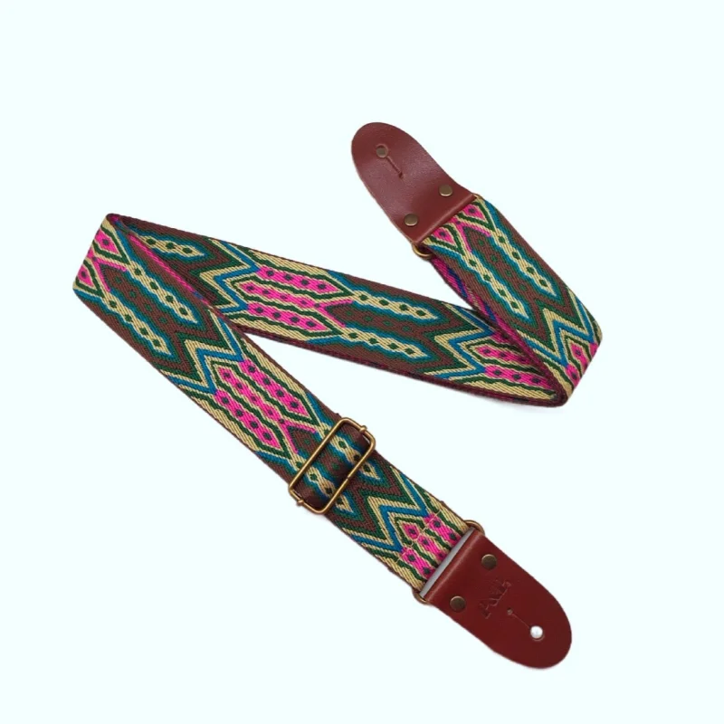 PP Guitar Strap, Diamond Series, Jacquard Cowhide Head, Copper Button, Thick Guitar Strap, S80