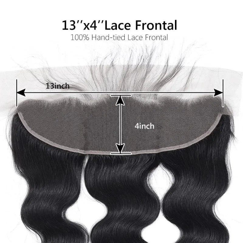 13 x 4 Transparent Lace Frontal Closure Body Wave 100% 12A Unprocessed Brazilian Virgin Human Hair 150% Density Natural Color