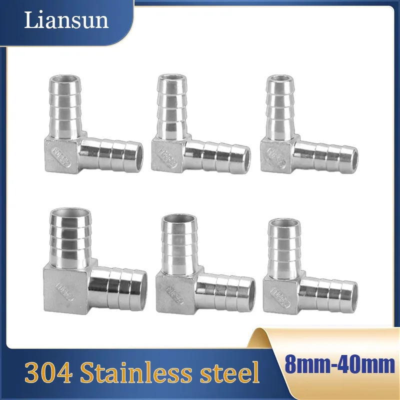 8mm-40mm 304 Stainless Steel Double-Tower Elbow Green-Head Coal/Gas Water Hose Flexible Tube Quick-Connect Fittings Thickened