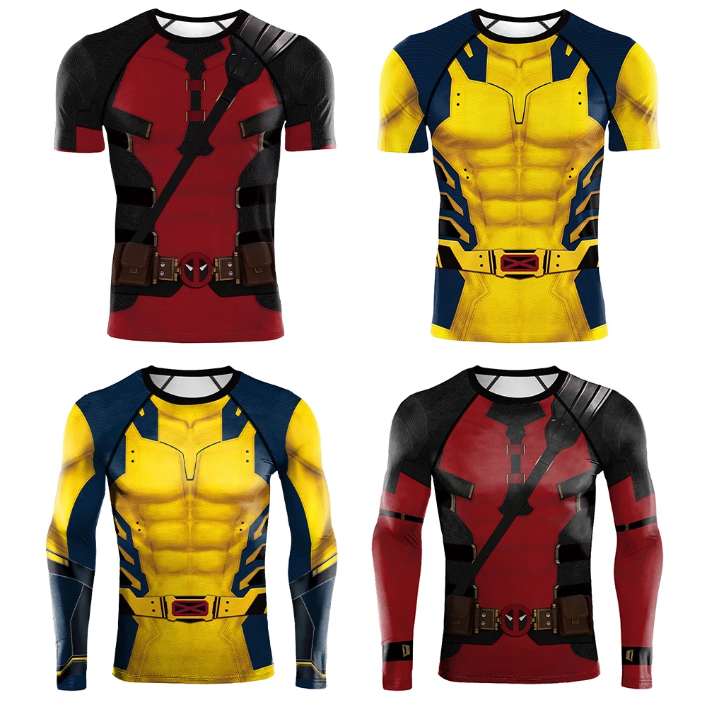 Deadpool Wolverine Cosplay Kostuum Man Tops Halloween Superheld Deadpool Cosplay Compressie Tee Tops Party Volwassen Mannen T-Shirt