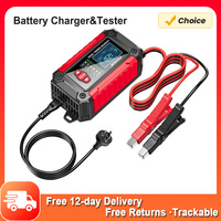 FOXSUR 12V 6-Amp Battery Charger /Tester for Motorcycle Car Battery Charger /Tester Support Car Battery Health Check and Repair