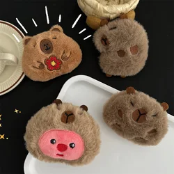 Cute Capybara Animal Plush Doll Brooch Fluffy Soft Stuffed Clothes Badge Pins Kapibala Brooch Backpacks Decoration Accessories