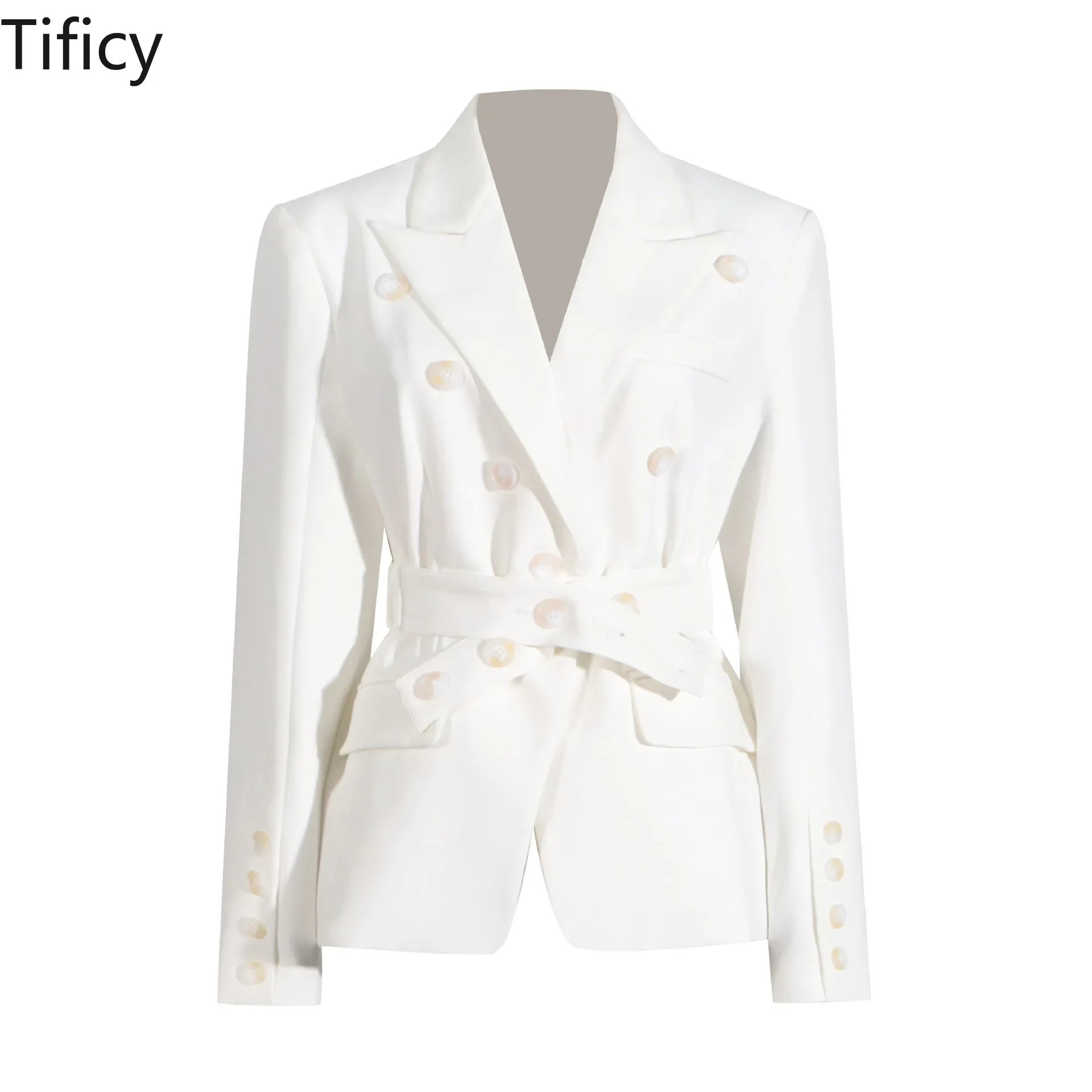 

TIFICY Fashion Collar Blazers Jacket Women Spring and Autumn New Item Button Splicing High-end Feeling Women's Thin Small Suit