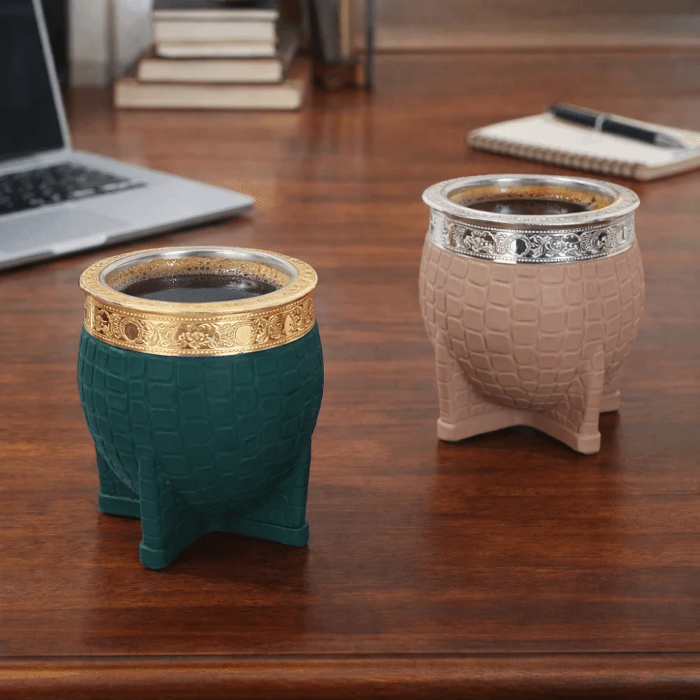 

Durable 180 ML Stainless Steel Double Wall Cup Tortoiseshell Pattern Rust-proof Eggshell Cup Flat Bottomed Coffee Cup Kitchen